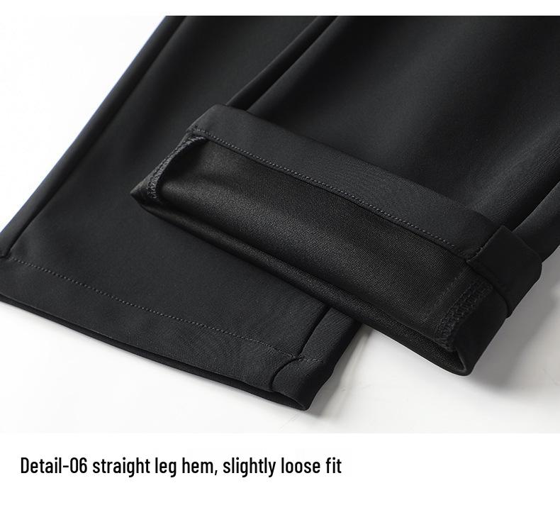 Men's Elastic Milk Silk Fleece-lined Business Casual Pants for Autumn/Winter