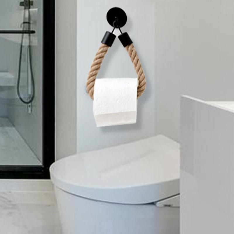Uchwyt na papier toaletowy bez dziurkowania, sznurek lniany, uchwyt na ręczniki papierowe, samoprzylepny wiszący sznurek do papieru, uchwyt na chusteczki higieniczne montowany na ścianie