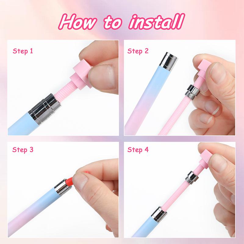 Macaron Gradient Diamond Painting Pen With Wax Refillable Wax Pen Rotating Glue Point Drill Pen For Nail Art Rhinestones Tools