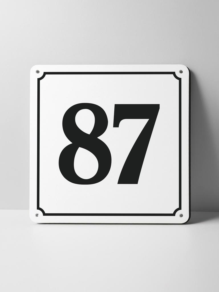 Metal Sign Black House Number On White Background Outdoor Wall Art Decor