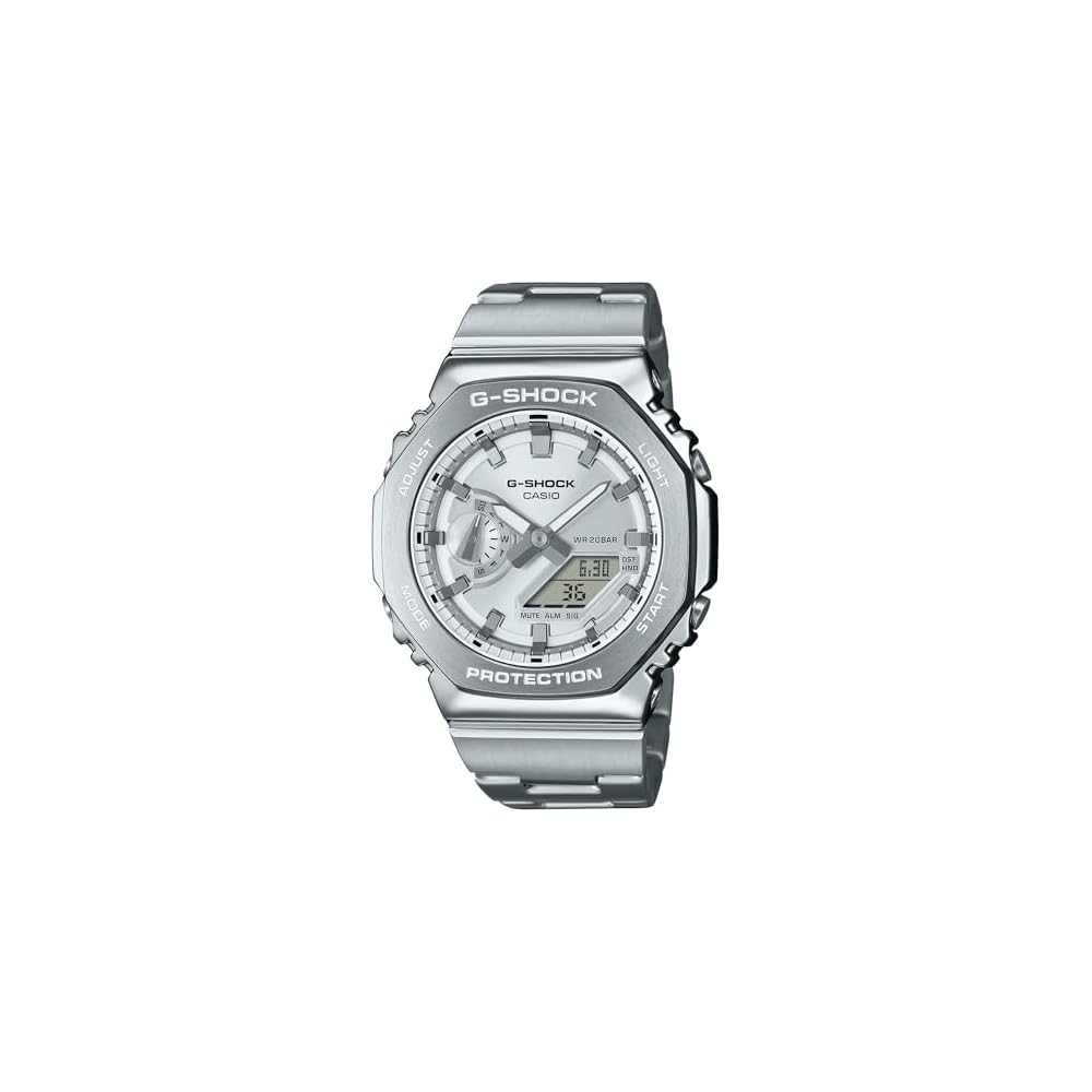 

Casio G-Shock GM-2110D-7AJF Men s Silver Metal Bezel and Band Watch