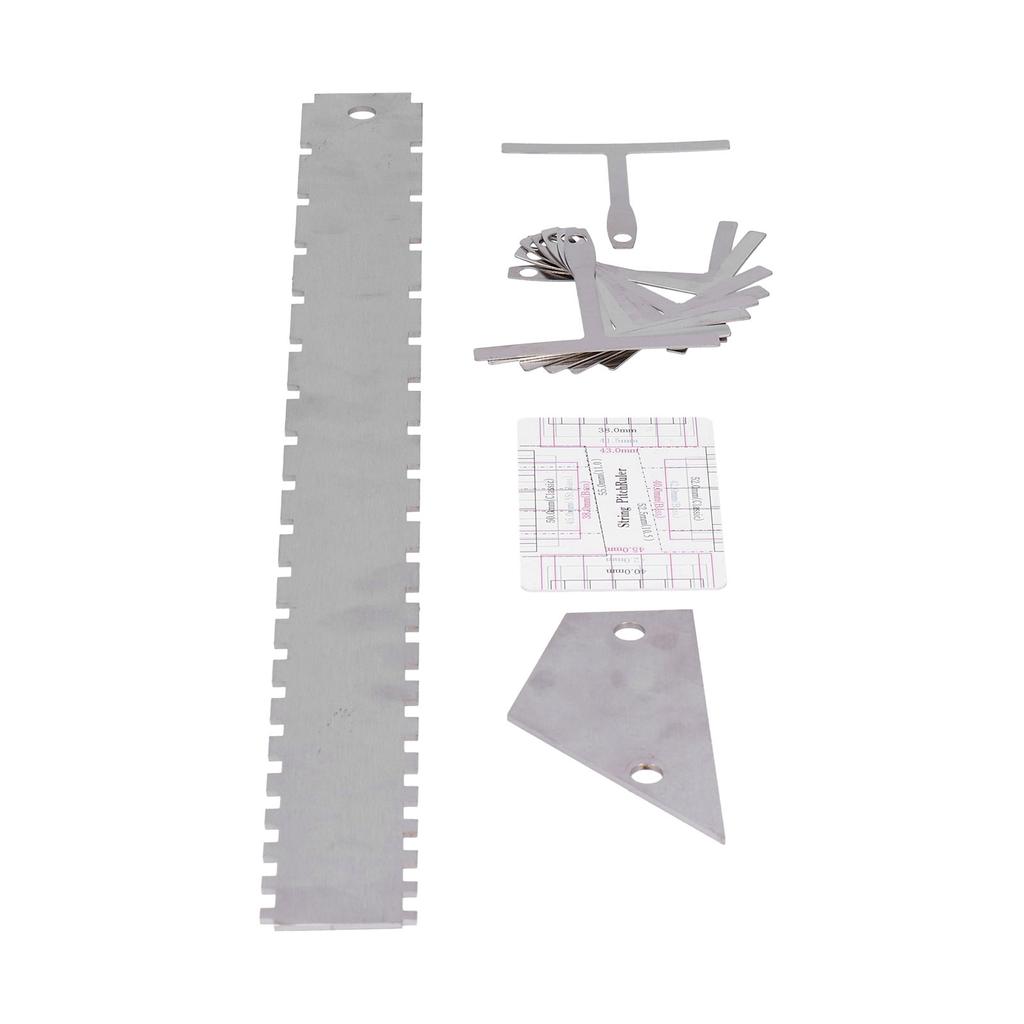 Set de instrumente de măsurare pentru chitară, riglă de nivelare a acordurilor cu arc de gât argintiu, kit de ecartament pentru luthier, argintiu