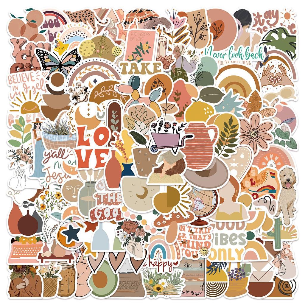 100 Bohemian Style Stickers Personalized Decorative Suitcase Notebook Waterproof Stickers