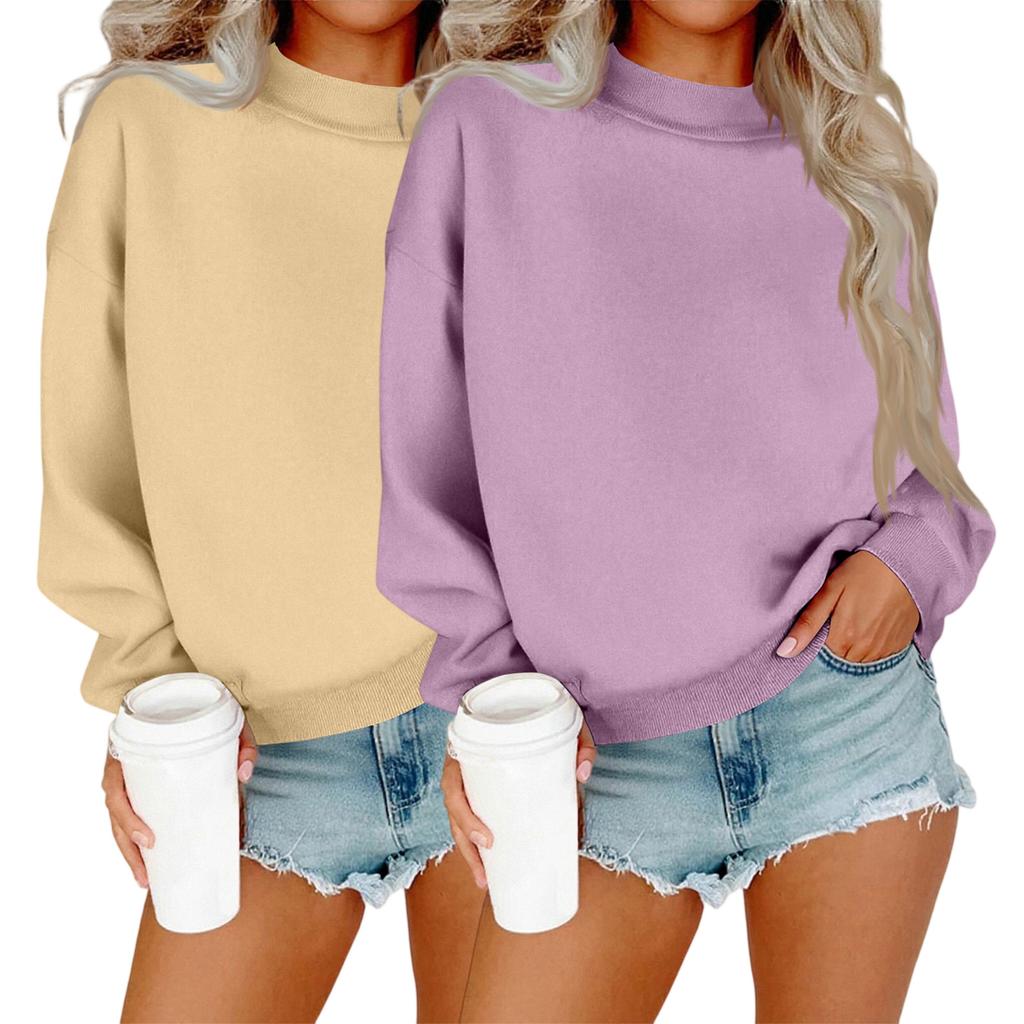 Women's Fashionable Casual Long-Sleeved Round-Neck Top Combo Sweatshirt