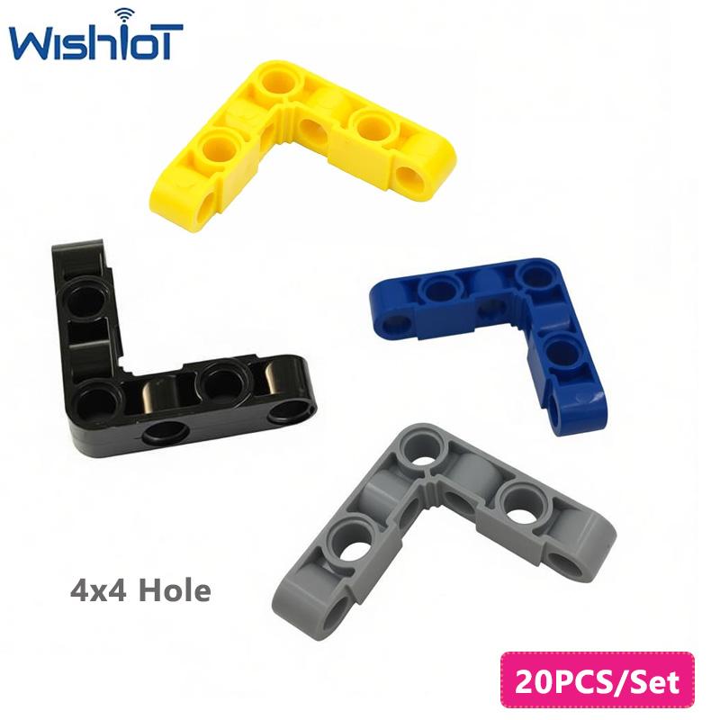 20PCS/Set DIY 4x4 Hole Beam Thick MOC Bricks Assembly Parts 4 Hole Right Angle Beam Technology Building Blocks Toys Accessories