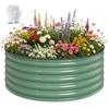 Galvanised Raised Garden Bed With Safety Edging Outdoor Raised Planter Box With Gloves 120 X 120 X 43cm Light Green