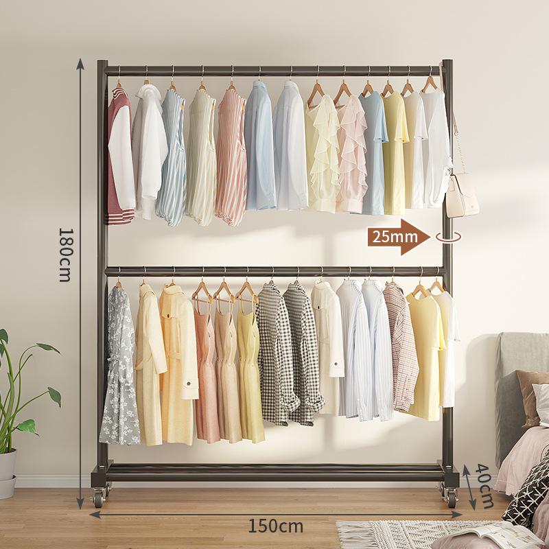 Double-Layer Hanger: Space-Saving Floor Rack for Clothes and Hats