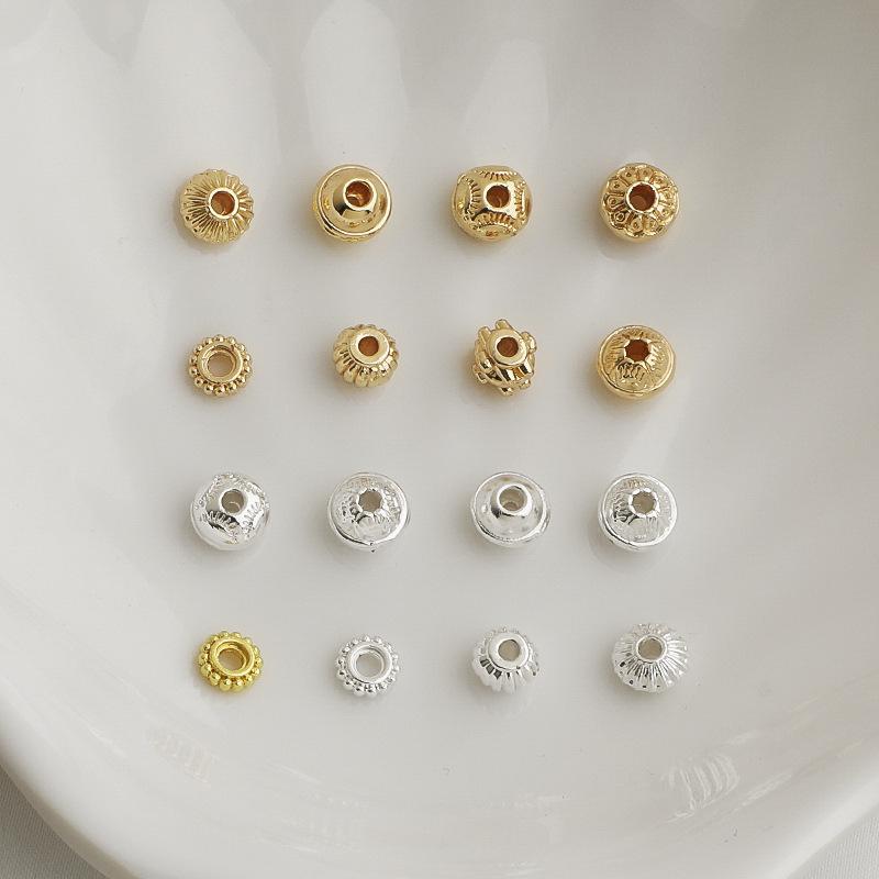 14K Gold-Filled Pearl Bracelet with UFO and Snowflake Spacer Beads 20 pcs 18K Gold Wheel Edge Spacer Bead #5