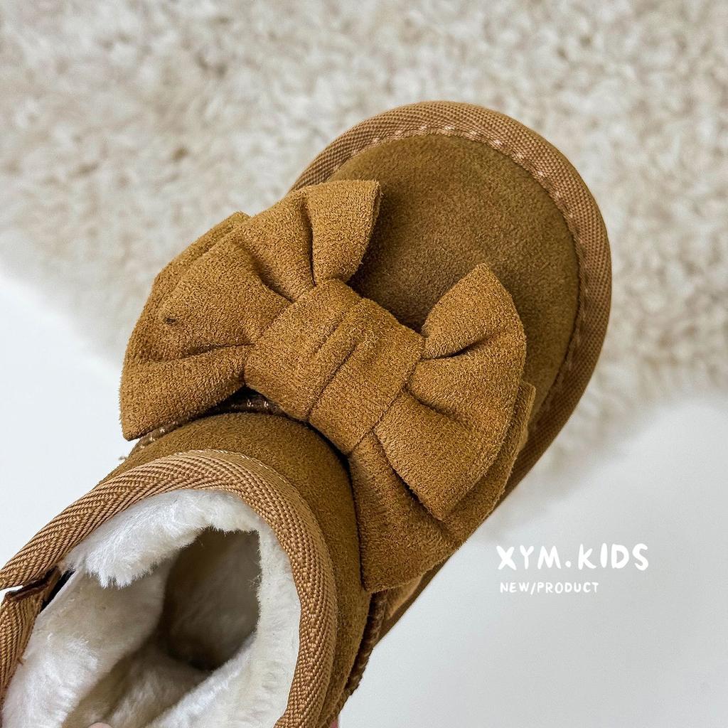 Winter Korean Style Warm Cotton Boots Cute Bow Cotton Shoes Plus Velvet Thick Snow Boots
