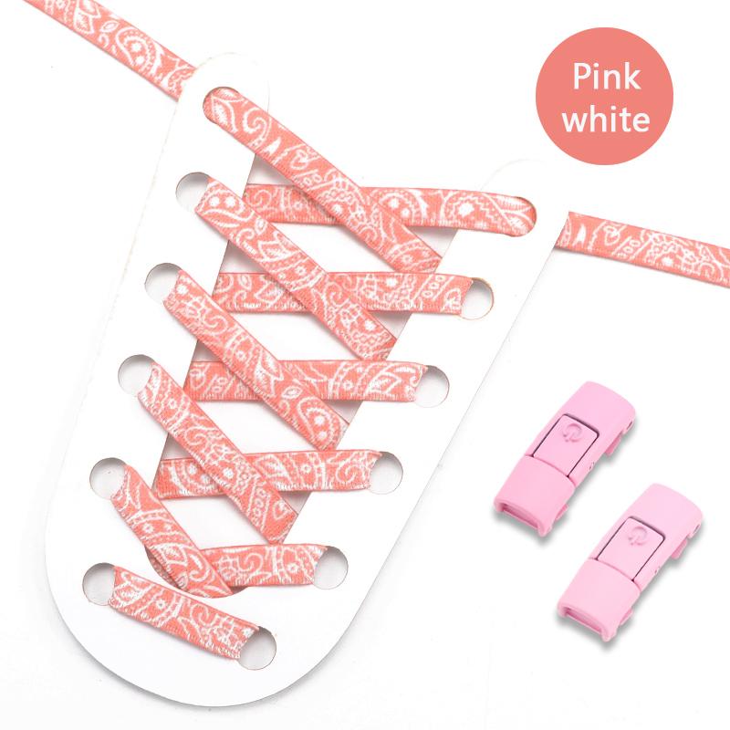 Patterned Flat Shoe Laces Without Ties Elastic Shoelaces for Sneakers Men and Women Lazy Shoelace Press The Metal Lock 1 Pair