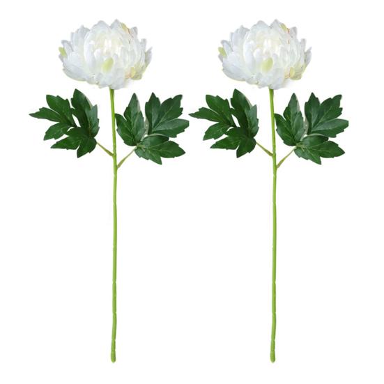 2 Pcs Artificial Chrysanthemum Stems Realistic Fake Chrysanthemum Faux Flower with Flexible