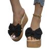 Fashion 2025 Women Slippers Fashion Pee Toe Summer Footwear Luxury Butterfly-knot High Heels Slides Platform Wedges Ladies Shoes Round