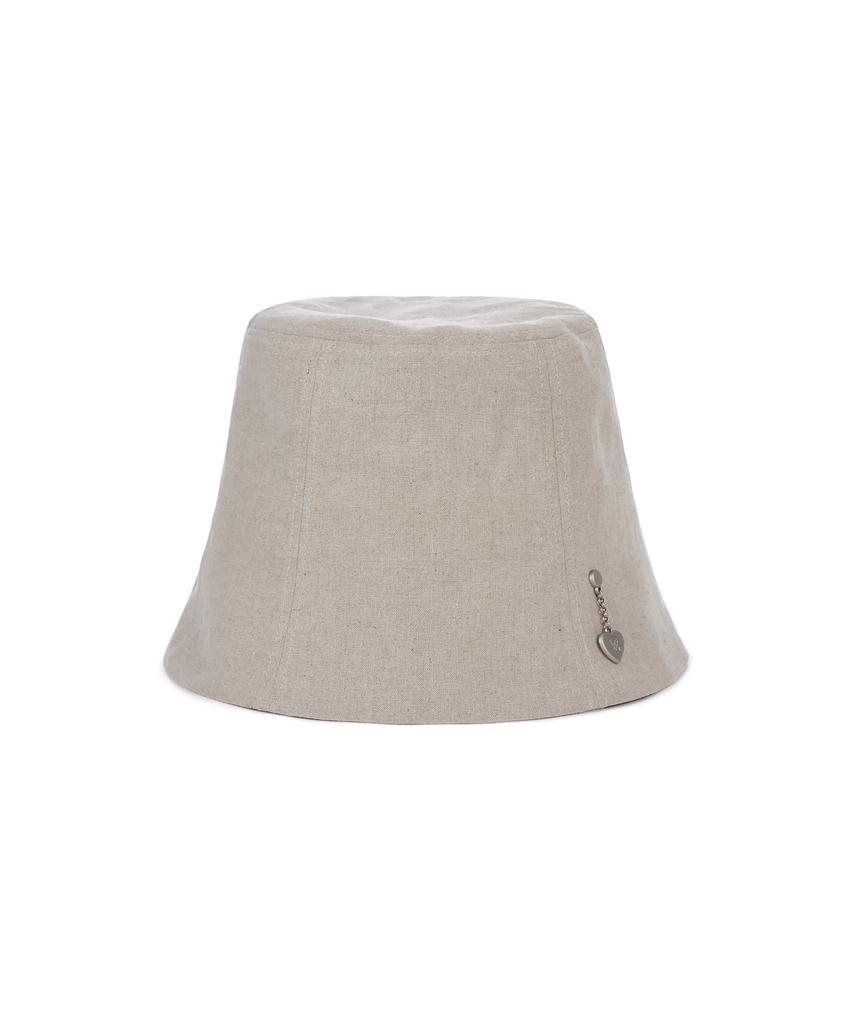 Bajal Heart Chain Studded Linen Bucket Hat Natural
