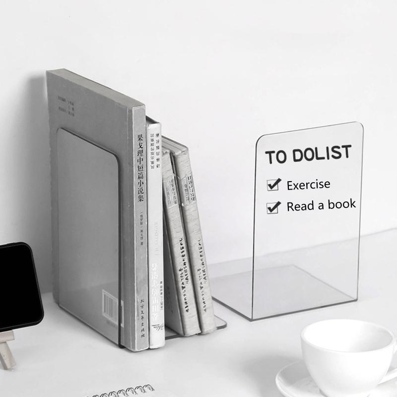 2 Pcs L-Shaped Transparent Book Ends Fall-resistant Acrylic Book Ends Clear Acrylic Bookends for Shelves Organizer