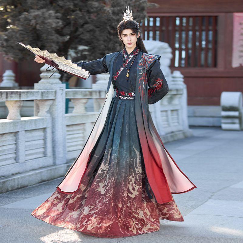Chinese Wei And Jin Dynasty Style Hanfu For Men, Martial Arts Embroidery, Performance Clothes, Suits
