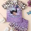 2PCS 'It's My Birthday' Girl's Outfit - Charming Figure Graphic Tee & Shorts Set - Perfect for Summer Celebrations & Casual Wear