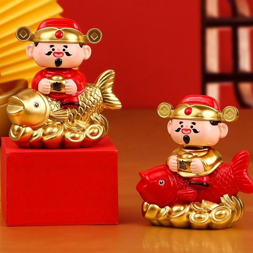 Solar Powered Wealth Attraction Koi Decoration Automatic Nodding Car Ornaments  Cashier Ornament