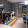 1PC Vibrant Rainbow Strope Kitchen Rug Non-Slip Door Mat Pop Design Bathroom Rug Bath Mat Carpet for Home Sink Laundry Decor