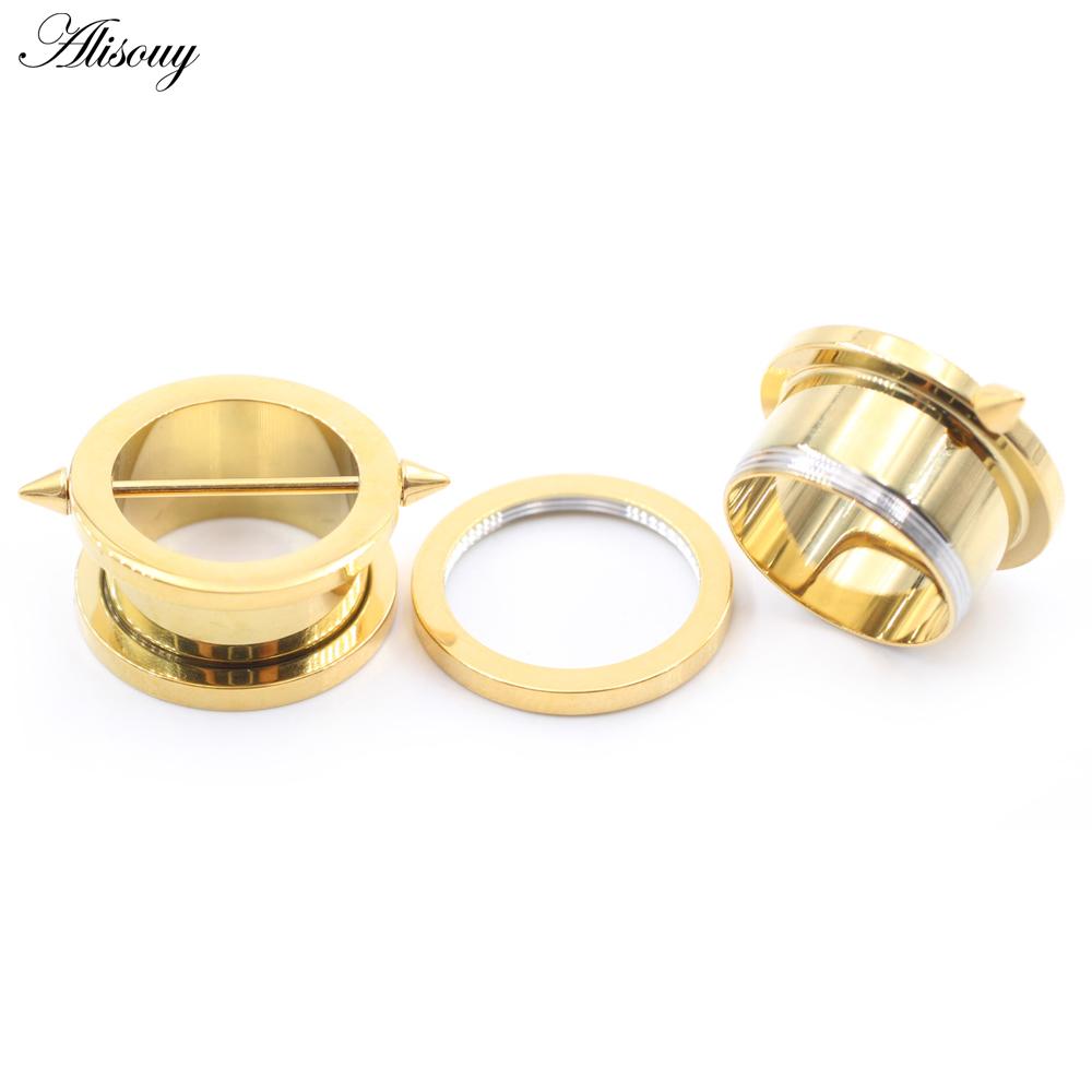Alisouy 1PC Stainless Steel Straight Bar Spike Cone Ear Tunnel Plug Flesh Expander Stretcher Gauge Earring Piercing Body Jewelry