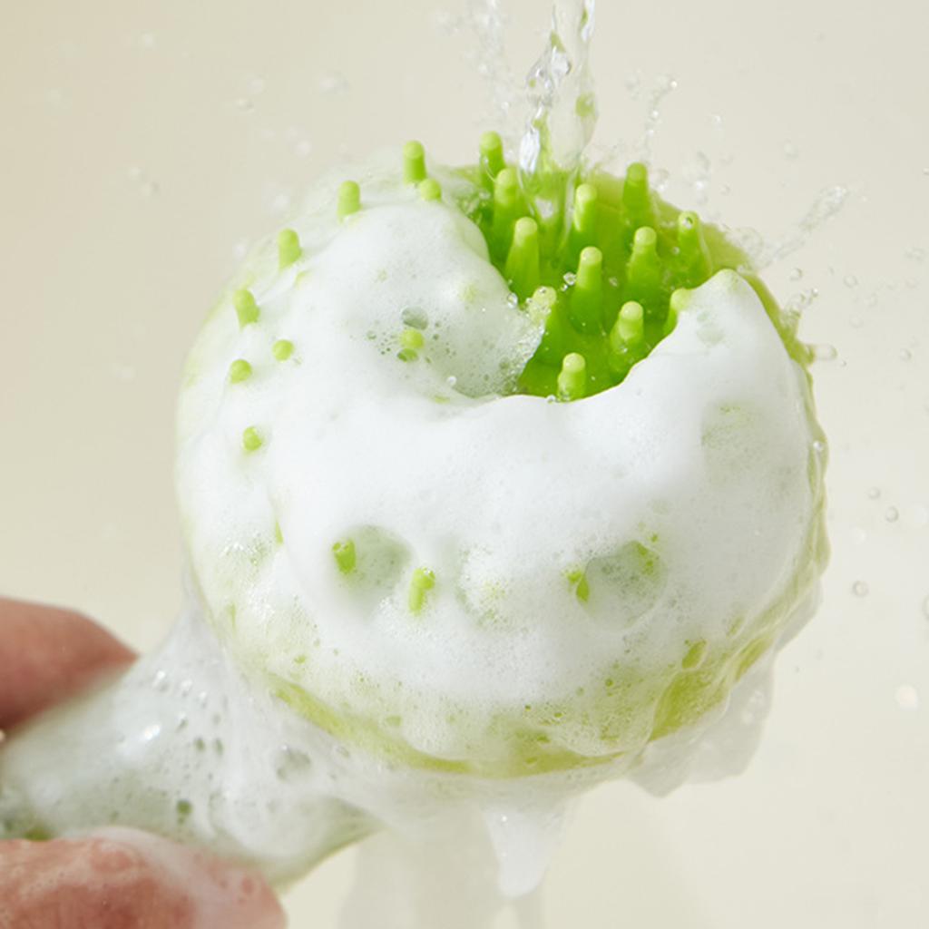 2 in 1 Pet Bath Brush W/ Shampoo Dispenser Dog Bath Brush Pet Grooming Bath Massage Brush for Long Short Haired Dogs Cats Shower