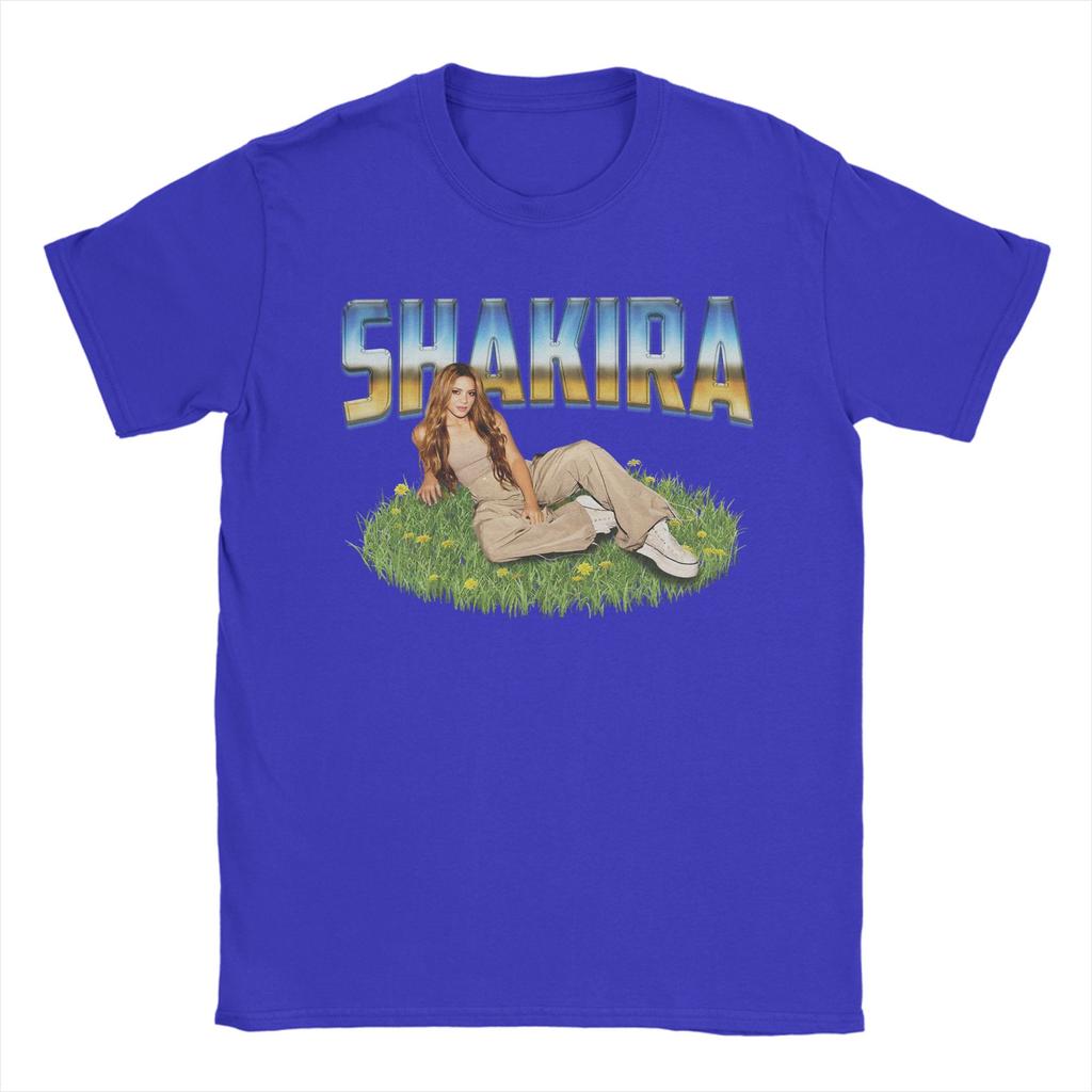Vintage Singer Shakira TShirts for Unisex Round Collar Pure Cotton T Shirts Short Sleeve Tees Big Size Clothes