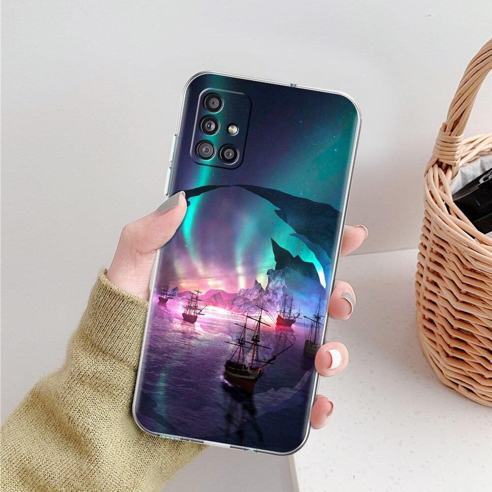 Etui na telefon Aurora Borealis dla Samsung Galaxy A51 A71 A21S A12 A11 A31 A41 A52 A32 5G A72 A01 A02S Miękkie silikonowe przezroczyste etui