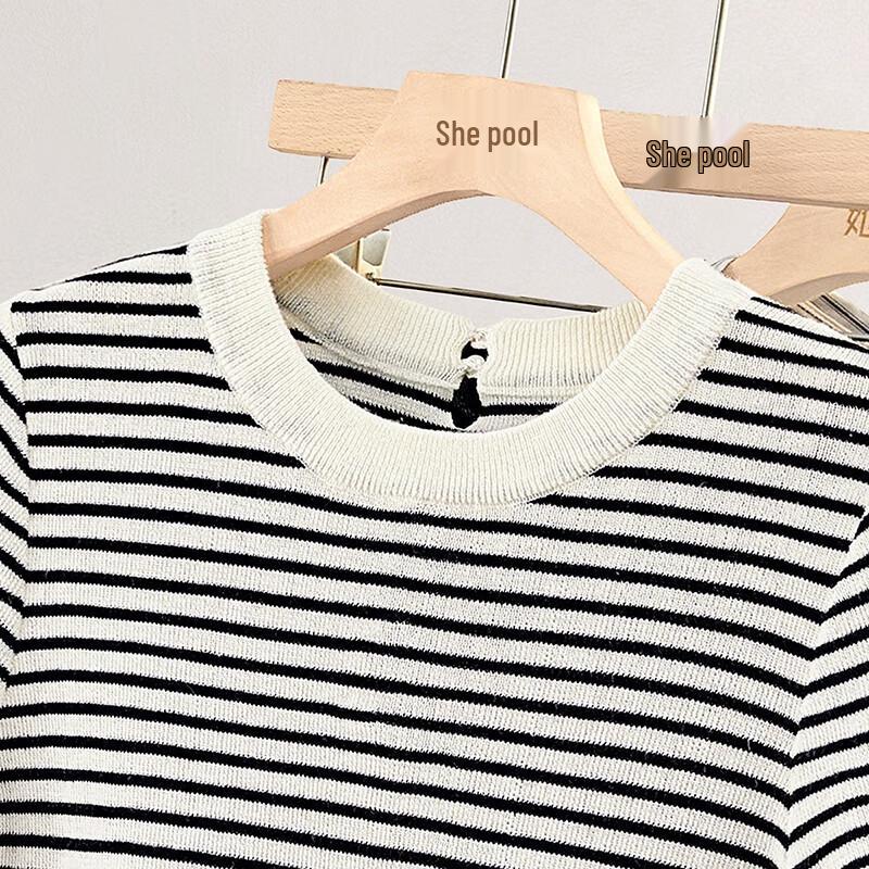 Women's Striped Color-block Knit Short Sleeve Top