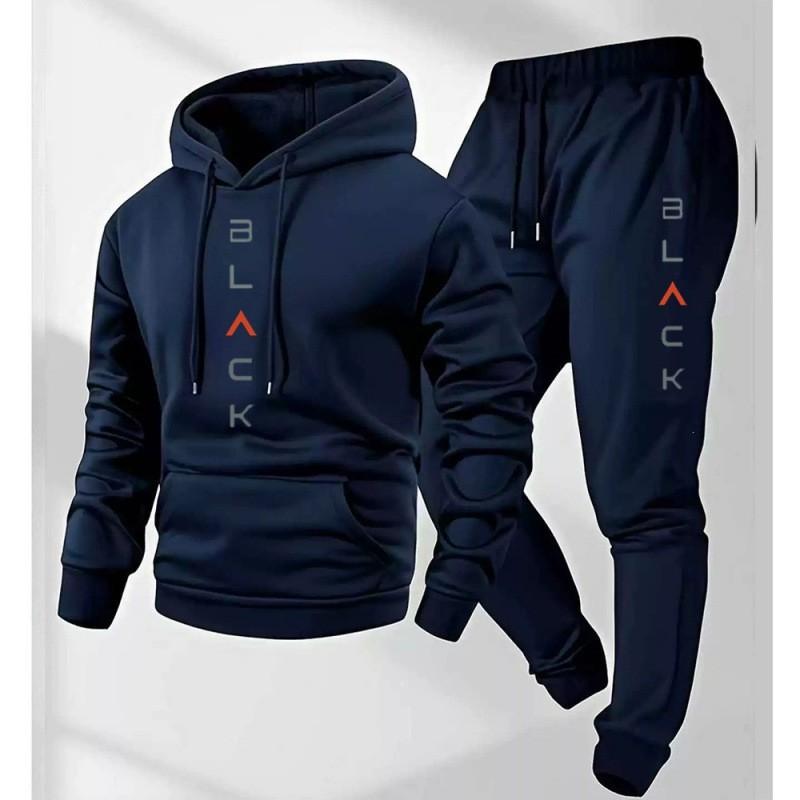 Herren Übergröße Lässiges Sportswear Set Kapuzenpullover Langarm Oberteil Lang Hosen Herbst Übergröße Amerikanischer Stil