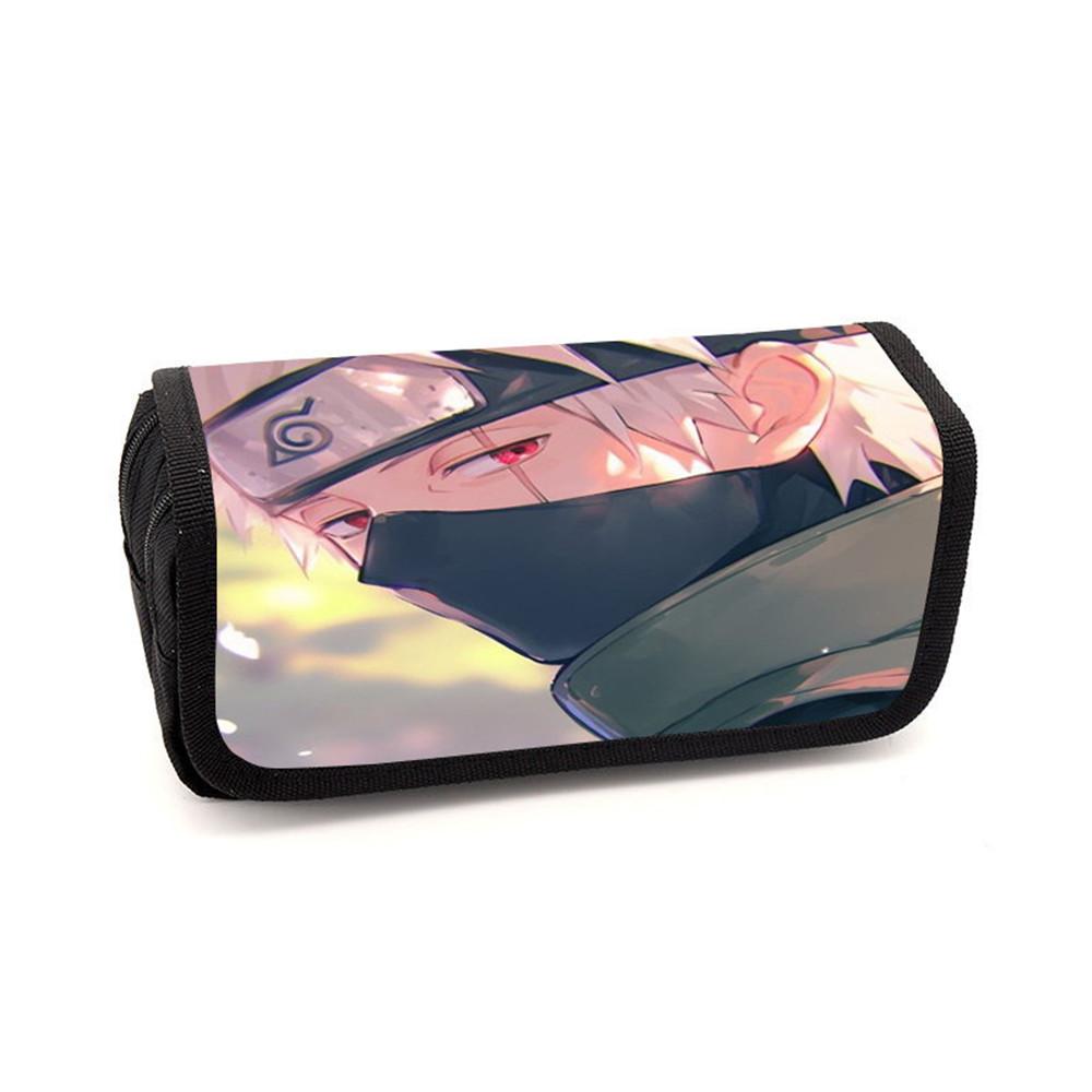 NARUTO Cartoon Pencil Box Double Layer Flip Pen Case Lightweight Stationery for Boys & Girls Ages 5-10 Kids School Daily Use