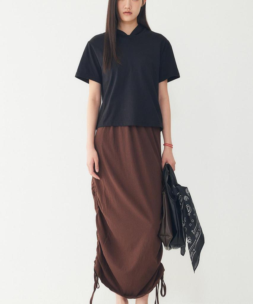 STUDIO TOMBOY Shirred String Banding Long Skirt_Dark Brown 9106232219