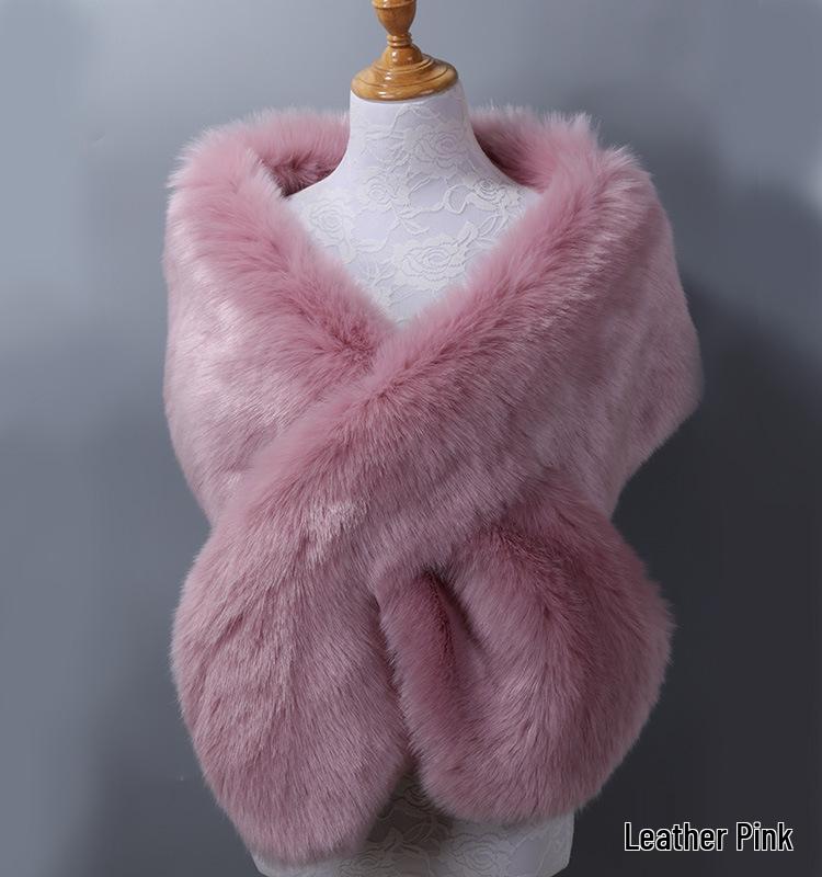 Women's Faux Fox Fur Shawl Cloak: Thick Autumn/Winter Bridal Evening Scarf and Neck Warmer