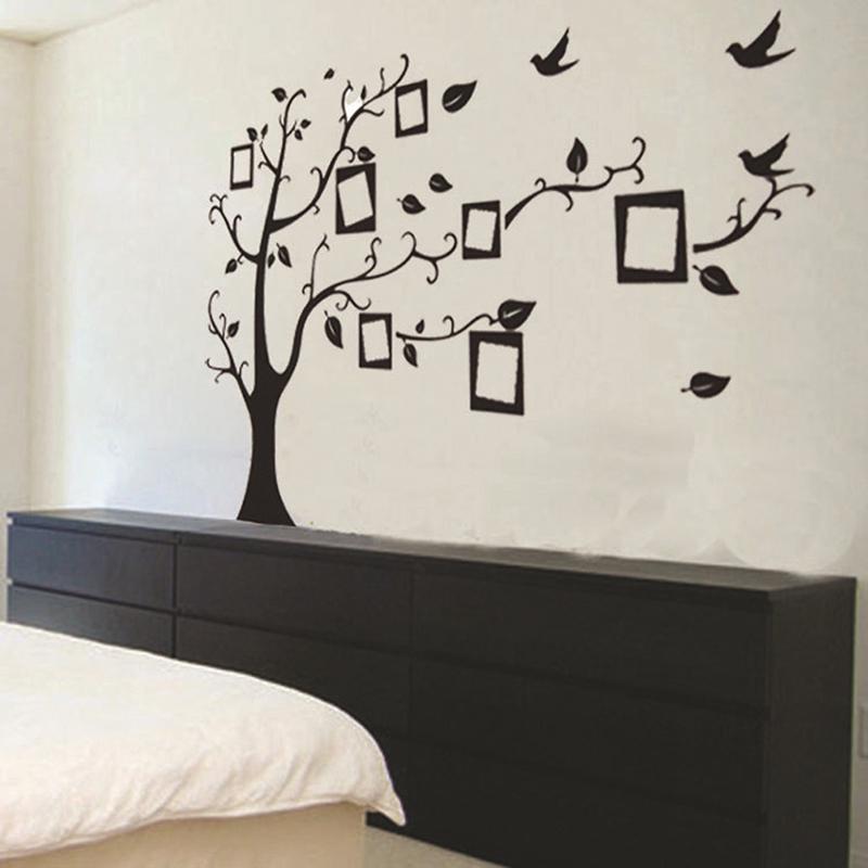 Albero Foto 3D Fai da Te Uccello Decalcomania Murale in PVC Adesivo Famiglia Murale Arte Decorazione Casa