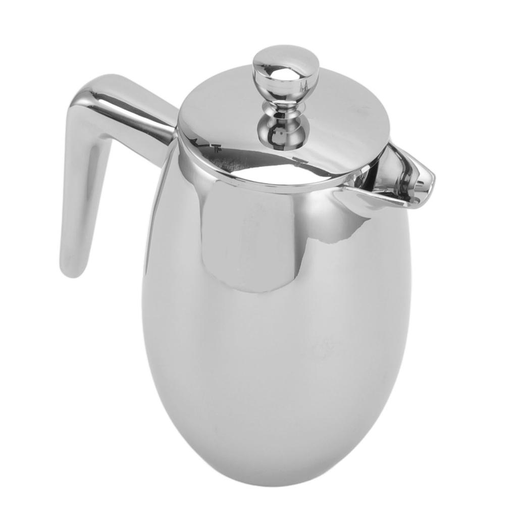 French Press 304 Paslanmaz Çelik Çift Katmanlı U Şekilli Ağızlı Ev İçin El Demleme Çaydanlığı