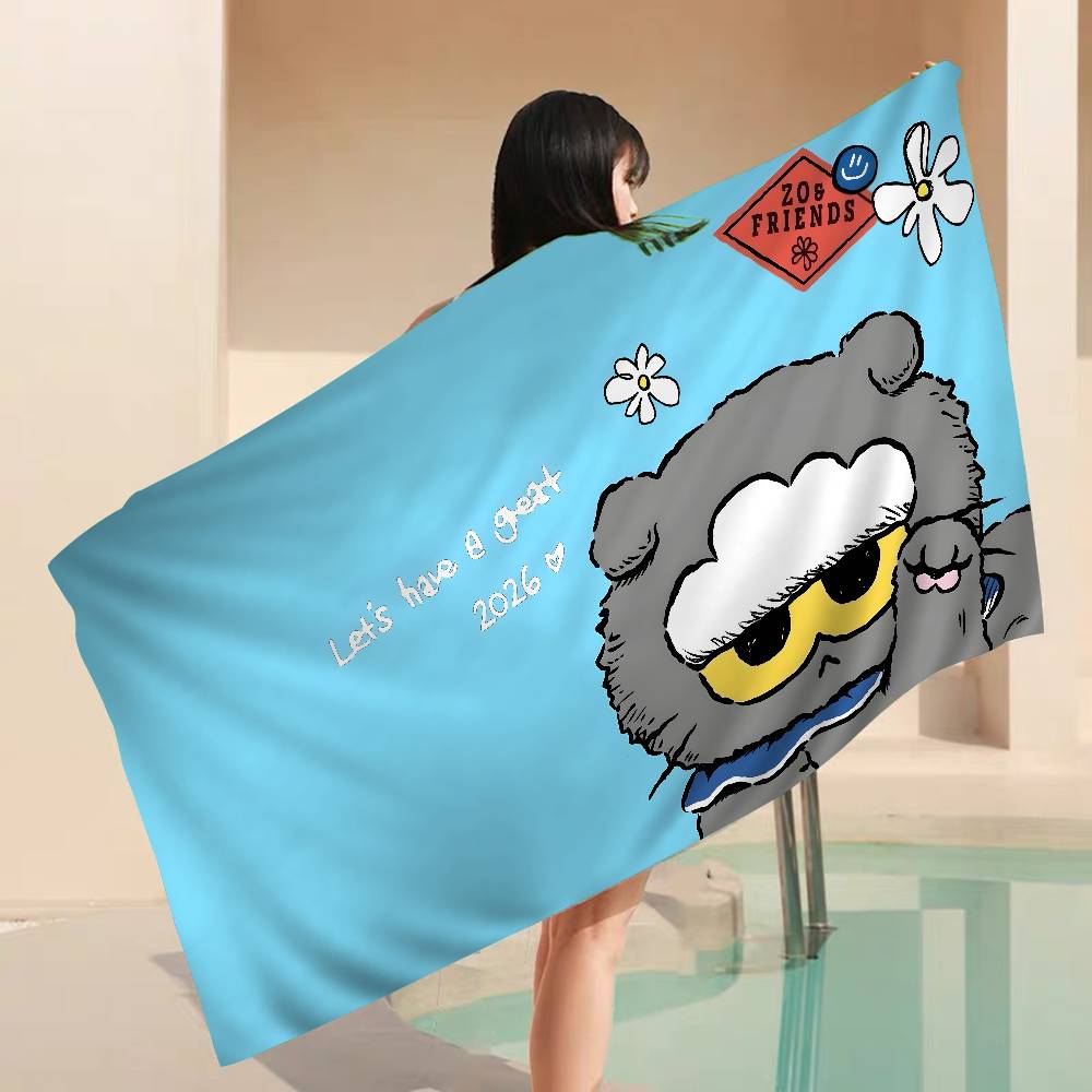 Fashion Z-Zoas Cat Microfiber Printed Beach Towel Mountain Climbing Yoga Beach Swimming Running Absorbent Soft Towel
