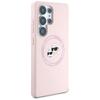 Hülle Karl Lagerfeld Silikon Doppelköpfe und Kreis Magsafe für Samsung Galaxy S25 Ultra Pink