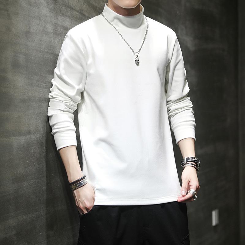 Developer Half Turtleneck Base Shirt Men's Autumn and Winter Warm Long-sleeved T-shirt Underwear Double-sided Velvet T-shirt Men's Top