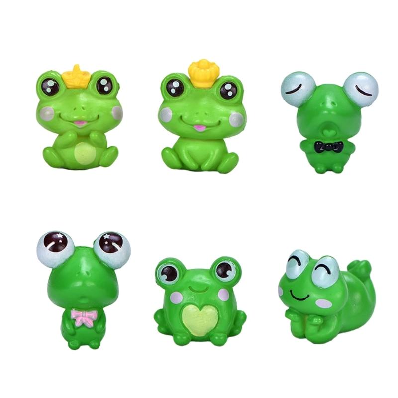 

Set of 6 Cute Cartoon Tiny Frog Figure Decors DIY Craft for Indoor Dollhouse Outdoor Garden Miniatures Accessory 1