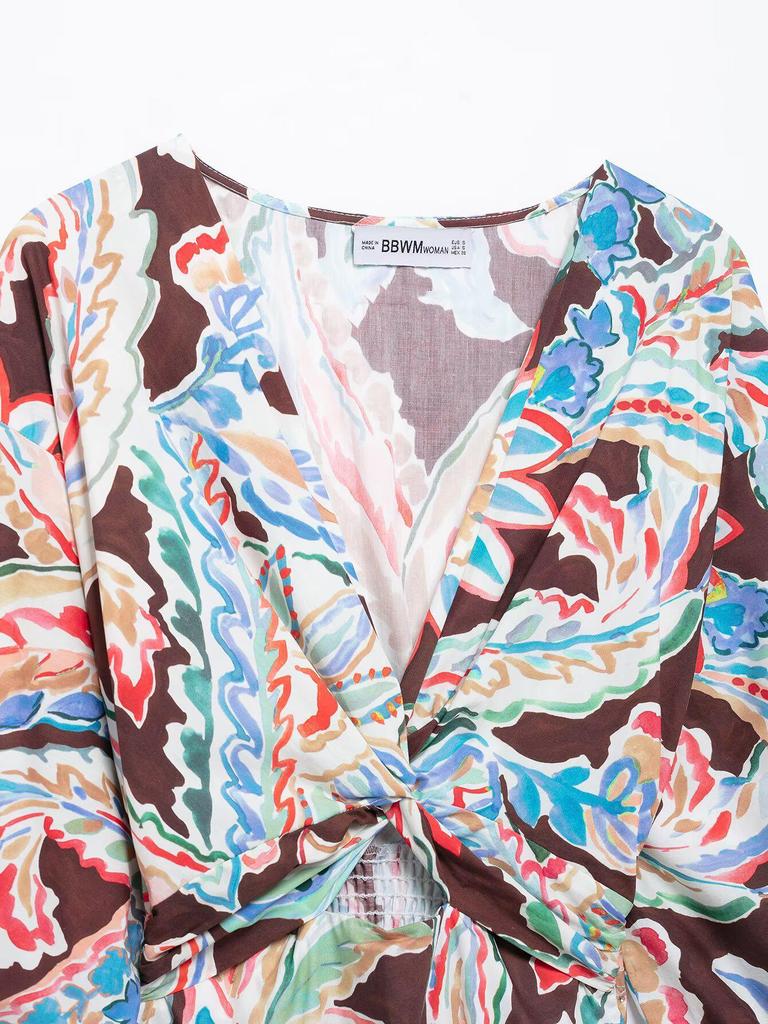 TAOP&ZA Women's Spring/Summer A-line Maxi Dress with Waist-cinching Print