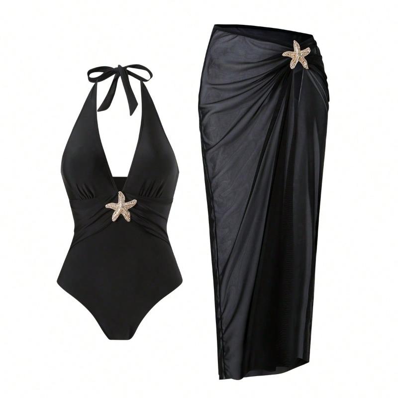 Spot Sexy Beach Dress Deep V One-piece Swimsuit Two-piece Popular Swimsuit S