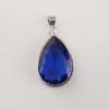 Blue Sapphire Gemstone Silver Pendant 1.8" , 925 Sterling Silver Jewelry, Partywear Pendant, Valentine's Day Gift For Wife PP-65-6