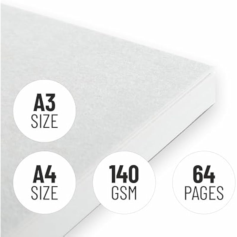 Anupam A3 - PRO-Sketcher Sketch Book 130 GSM,64 Pages., White, (Model: 6238) A3