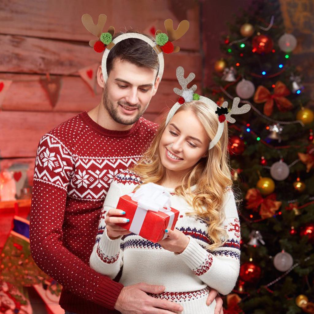 Reindeer Antler Shape Hair Hoop Teens Women Photoshoots Hair Holder Christmas Cosplay Party Headband with Sequins