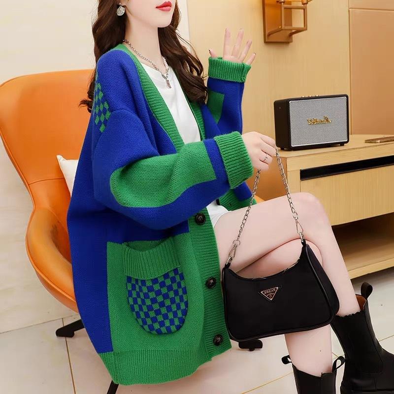 

Кардиган, свитер, весна и осень, новинка, популярный ретро, ​​корейский свободный вязаный кардиган, красный свитер, пальто One Size