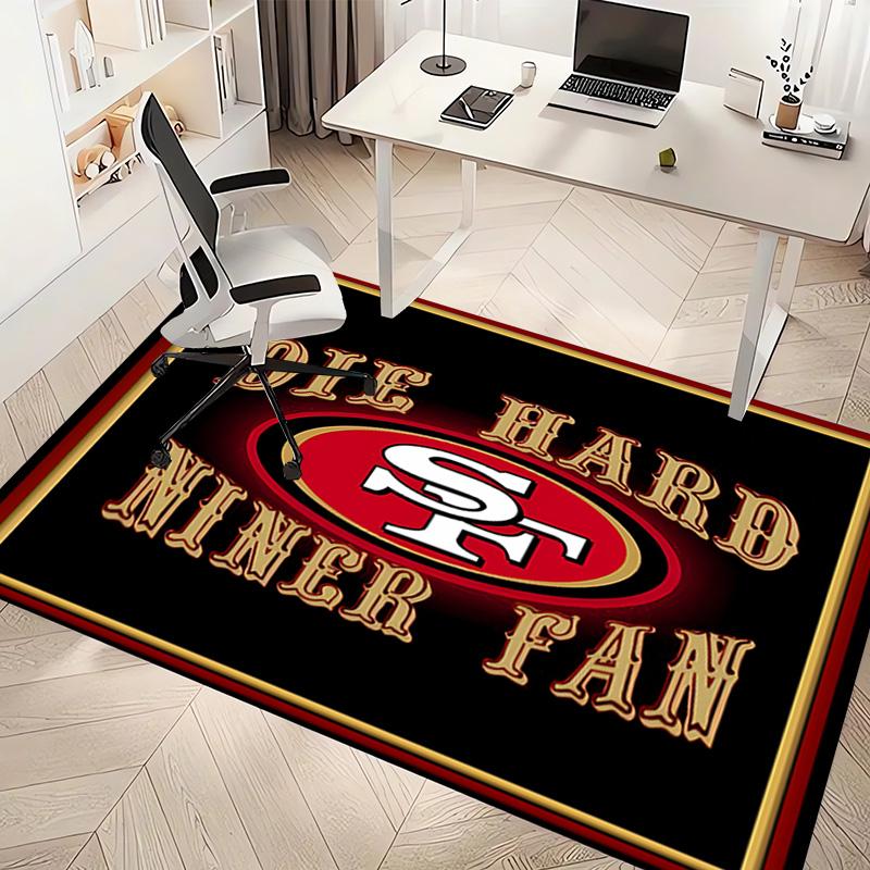 1 Stück San Francisco 49ers LOGO Druck Teppich - Weich, Waschbar, Rutschfest, Indoor-Matte, Wohnzimmer, Home-Office Dekorativer Teppich, Büro Dekorativ