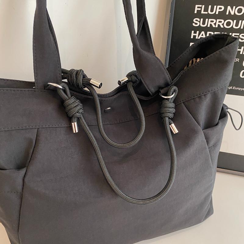 Nylon Tote Bag Women Large Capacity Shoulder Bag with Side Pockets and Adjustable Handle