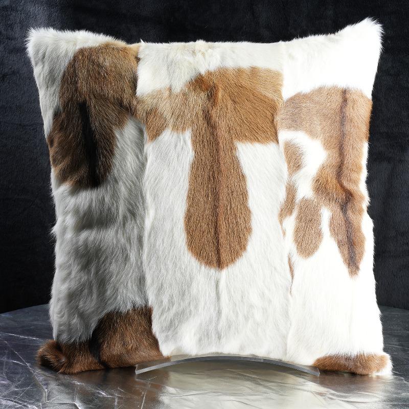 Plush Cow Print Pillowcase 50x50cm Double-sided Cushion Cover Artistic Color-block Throw Pillow Cover Home Decor