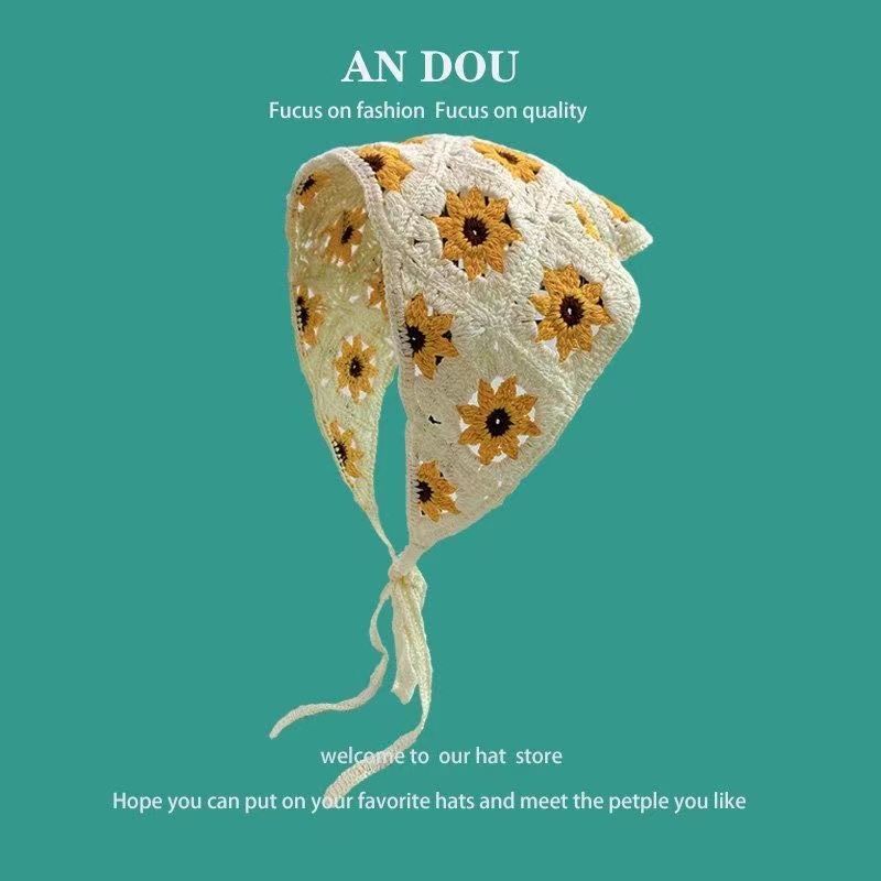 Вышивка Растения Цветы Треугольный Платок для Женщин Крючком Ажурная Повязка на Голову Полотенце Туристический Литературный Фото Аксессуар Платок на Волосы