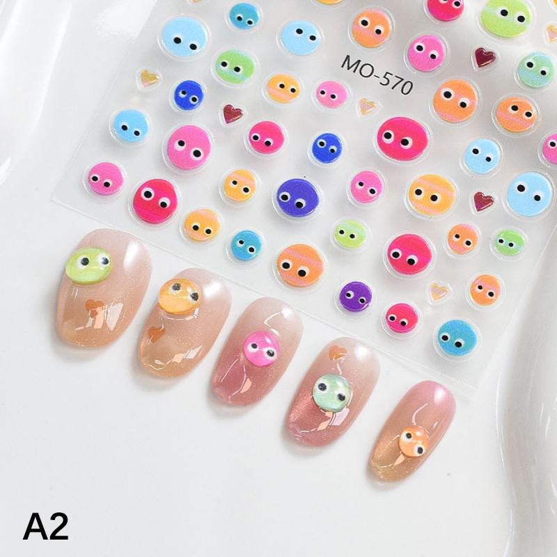 3D Cute Little Monster Nail Stickers Art Kawaii Cartoon Slider For Nails Self-Adhesive Decals Japanese Style Manicure Decoration