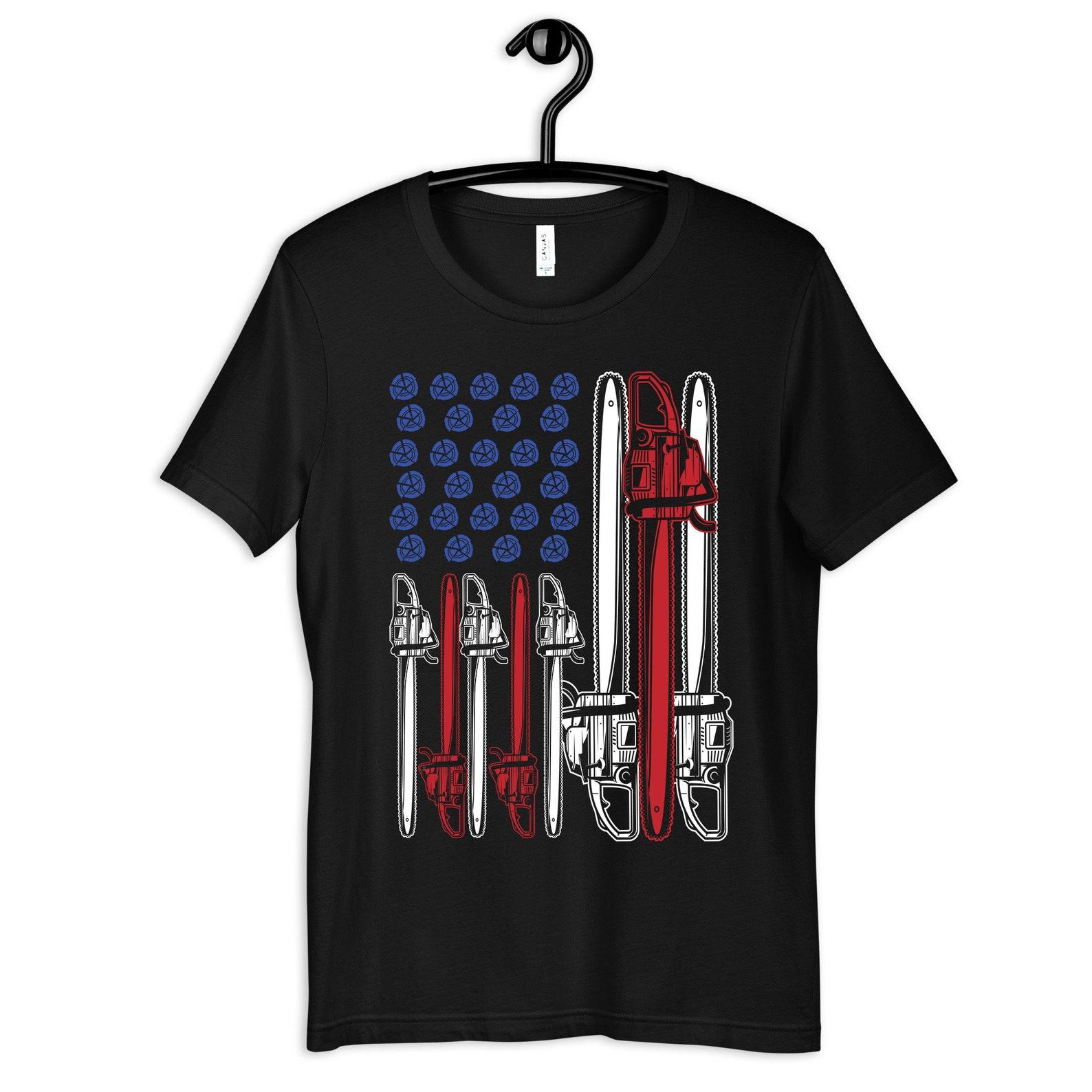 Chainsaw American Flag Arborist Shirt, USA Flag T-Shirt, Womens Tee, T-shirt, T-shirt, Tank Top, Kids Tee L