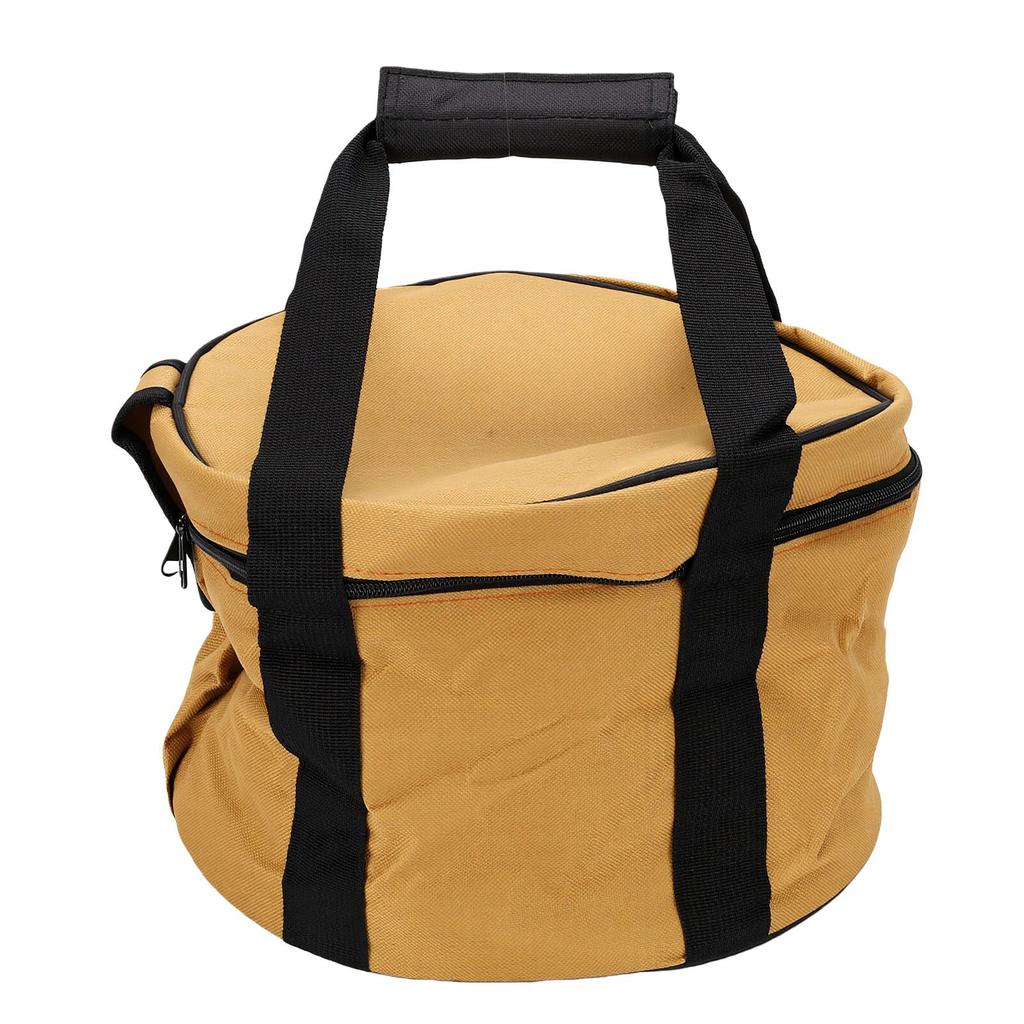 Camping Tableware Carrying Bag 14L Outdoor Cookware Organizer Round Picnic Storage Bag with Sturdy Handle for Plates